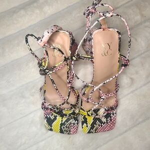 New York & Company Pink and Yellow Strappy Sandals
